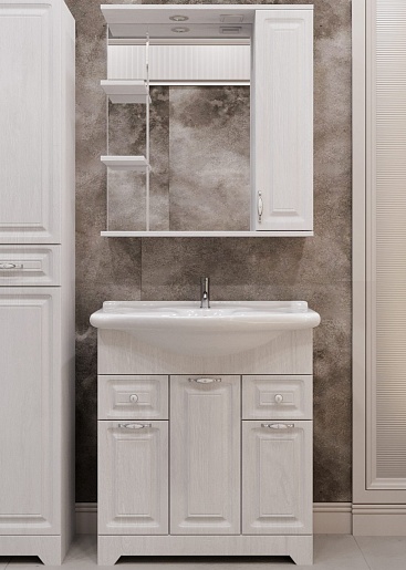 Stella Polare Мебель для ванной Кармела 75 люкс белое серебро – фото-1